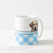 Cute Labrador Puppy Best Dog Mom Blue Gingham Kaffeetasse (VorderseiteRechts)