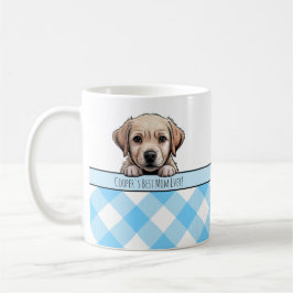 Cute Labrador Puppy Best Dog Mom Blue Gingham Kaffeetasse