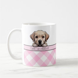 Cute Labrador Puppy Best Dog Mom Pink Gingham Kaffeetasse