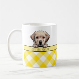Cute Labrador Puppy Best Dog Mom Yellow Gingham Kaffeetasse