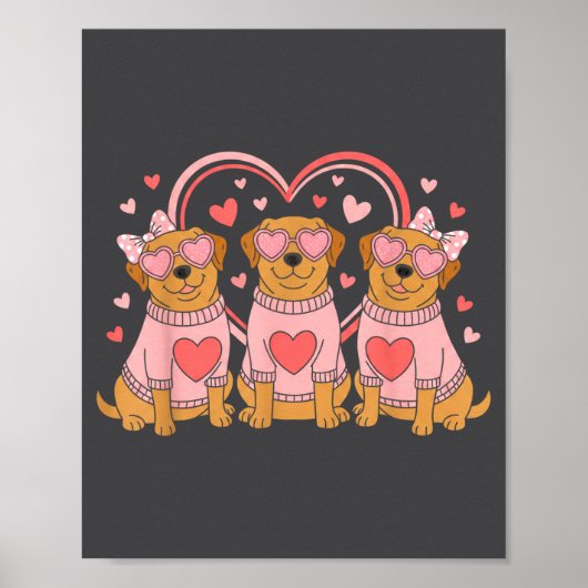 Cute Labrador Valentines Heart Dog Lover Men Women Poster (Vorne)
