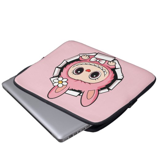 Cute Labubu Laptopschutzhülle (Vorne Knopf)