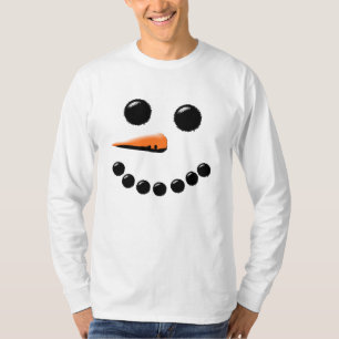 Cute Lächeln Snowman Gesicht Feiertag Weihnachten T-Shirt
