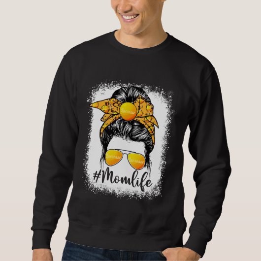 Cute Lacrosse Mom Life Messy Bun Game Day Mother s Sweatshirt (Vorderseite)