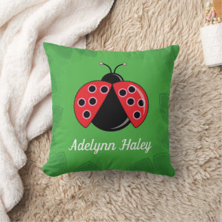 Cute Lady Bug Baby Birth Stats Throw Pillow Kissen