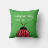 Cute Lady Bug Baby Birth Stats Throw Pillow Kissen (Rückseite)