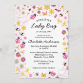 Cute Lady Bug Pink Girl Baby Shower Einladung (Vorne/Hinten)