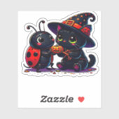 Cute Ladybug and Black Cat Halloween Classic T-Shi Aufkleber (Blatt)