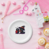 Cute Ladybug and Black Cat Halloween Classic T-Shi Pappteller (Party)