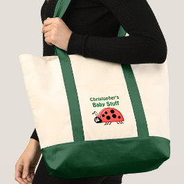 Cute ladybug baby stuff name black green tragetasche