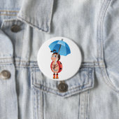 Cute Ladybug Blue Umbrella Rain Boots Button (Beispiel)