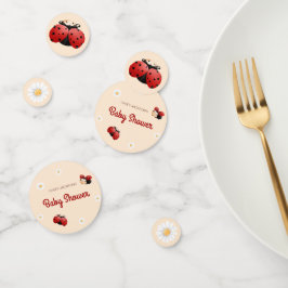 Cute Ladybug Flowers Baby Shower Table Konfetti