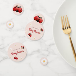 Cute Ladybug Flowers Baby Shower Table Konfetti
