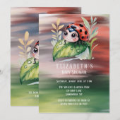 Cute Ladybug Girl Baby Shower  Einladung (Vorne/Hinten)