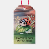 Cute Ladybug Girl Baby Shower  Geschenkanhänger (Rückseite)