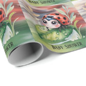 Cute Ladybug Girl Baby Shower  Geschenkpapier (Rolleneckpunkt)