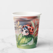 Cute Ladybug Girl Baby Shower  Pappbecher (Rückseite)