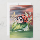 Cute Ladybug Girl Birthday Party Einladung (Rückseite)