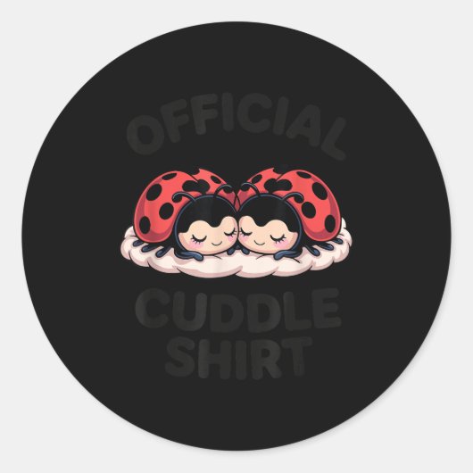 Cute Ladybug Love Cuddle  Runder Aufkleber (Vorderseite)