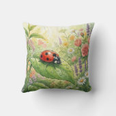 Cute Ladybug On A Leaf Tiny Insects  Kissen (Rückseite)