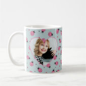 Cute Ladybug Pattern Custom Photo & Name - Blue  Kaffeetasse (Links)