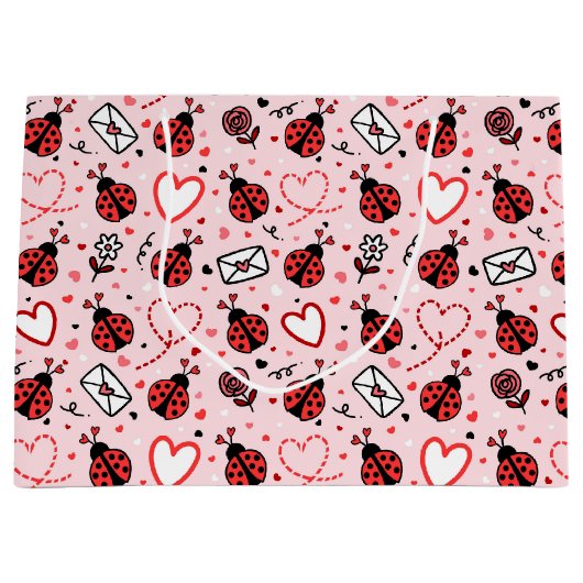Cute Ladybug Pattern Large Gift Bag Große Geschenktüte (Vorderseite)