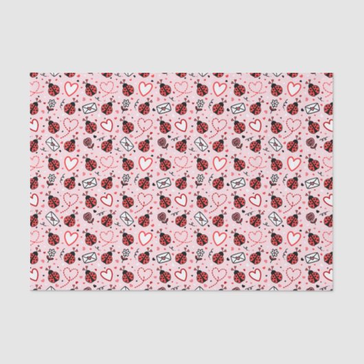 Cute Ladybug Pattern - Whimsical Tissue Paper Seidenpapier (Vorderseite)