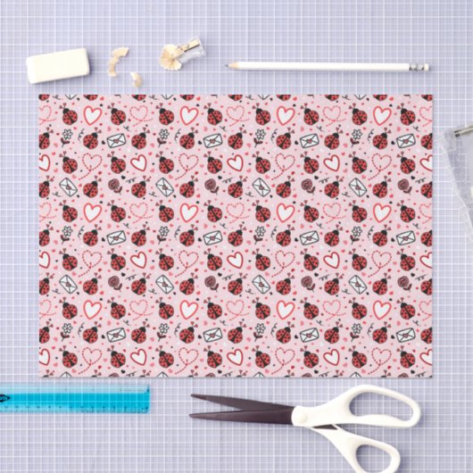 Cute Ladybug Pattern - Whimsical Tissue Paper Seidenpapier (Handwerk)