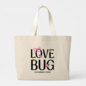 Cute Ladybug Pink Girl Baby Shower Jumbo Stoffbeutel (Rückseite)