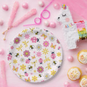 Cute Ladybug Pink Girl Baby Shower Pappteller (Party)