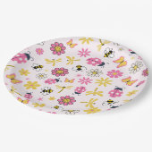 Cute Ladybug Pink Girl Baby Shower Pappteller (Schrägansicht)