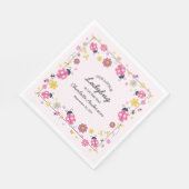 Cute Ladybug Pink Girl Baby Shower Serviette (Ecke)