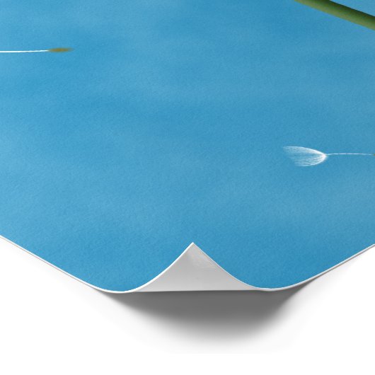 Cute ladybug sitting on top of a dandelion poster (Ecke)