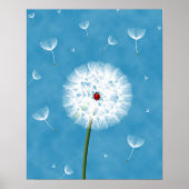 Cute ladybug sitting on top of a dandelion poster (Vorne)