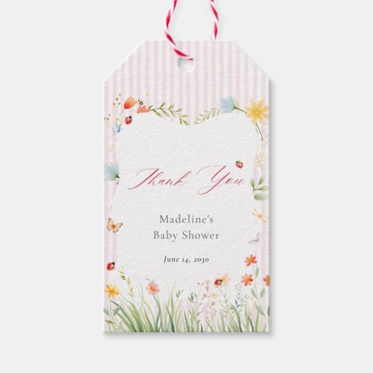 Cute Ladybug Wildflower Baby Shower Thank You Geschenkanhänger (Vorderseite)