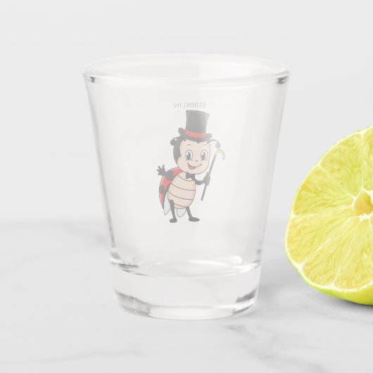 Cute ladybug with top hat and tie cartoon schnapsglas (Rückseite)