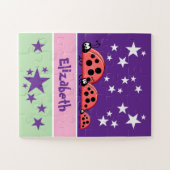 Cute ladybugs stars name purple kids puzzle (Horizontal)