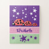 Cute ladybugs stars name purple kids puzzle (Vertikal)