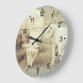 Cute Lamb and Mama Ewe Sheep Large Clock Große Wanduhr (Winkel)
