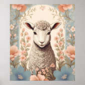 Cute Lamb Delicate Pastel Floral Poster (Vorne)