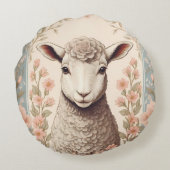 Cute Lamb Delicate Pastel Floral Rundes Kissen (Rückseite)