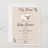 Cute Lamb Holy Sheep Funny Baby Shower Einladung (Vorderseite)