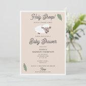 Cute Lamb Holy Sheep Funny Baby Shower Einladung (Stehend Vorderseite)
