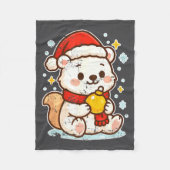Cute Lar Bear Winter With Santa Hat Fleecedecke (Vorderseite)