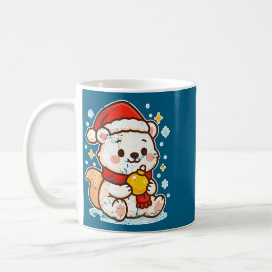Cute Lar Bear Winter With Santa Hat Kaffeetasse (Links)
