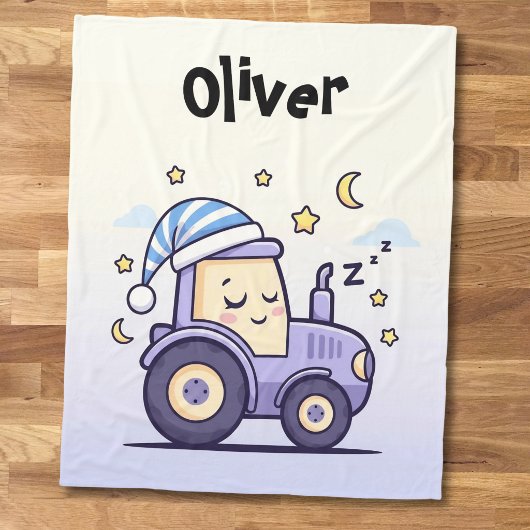 Cute Lavender Sleepy Tractor  Fleecedecke