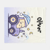 Cute Lavender Sleepy Tractor  Fleecedecke (Vorderseite (Horizontal))