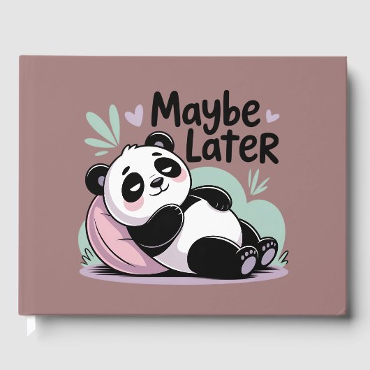Cute Lazy Panda – “Maybe Later” Relaxing Panda Gästebuch (Vorderseite)