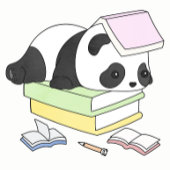 Cute Lazy Panda Studying Illustration Planer