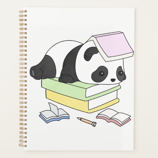 Cute Lazy Panda Studying Illustration Planer (Vorderseite)